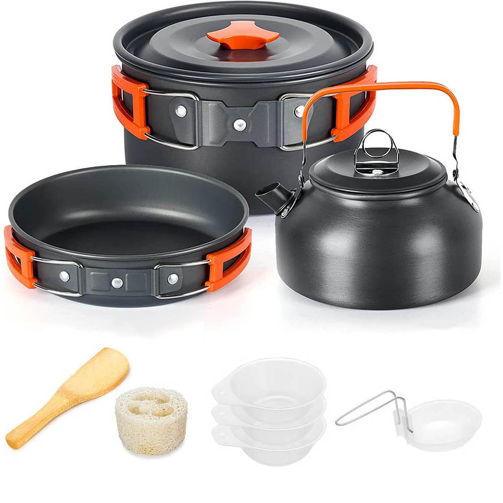 Camping Cooking Set 2 Person - Aluminum Outdoor Camping Cookware Set with