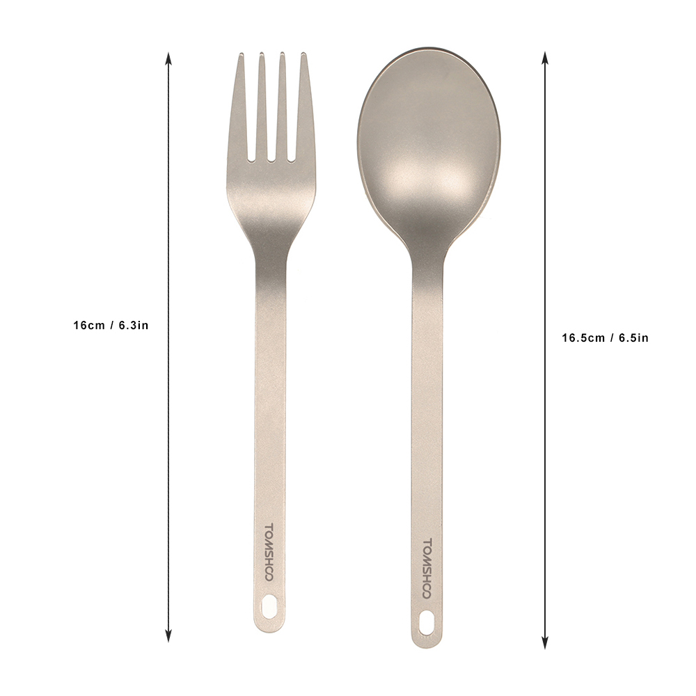 Camping Cooking Roll - TOMSHOO Titanium Tableware Dinner Spoon Cutlery