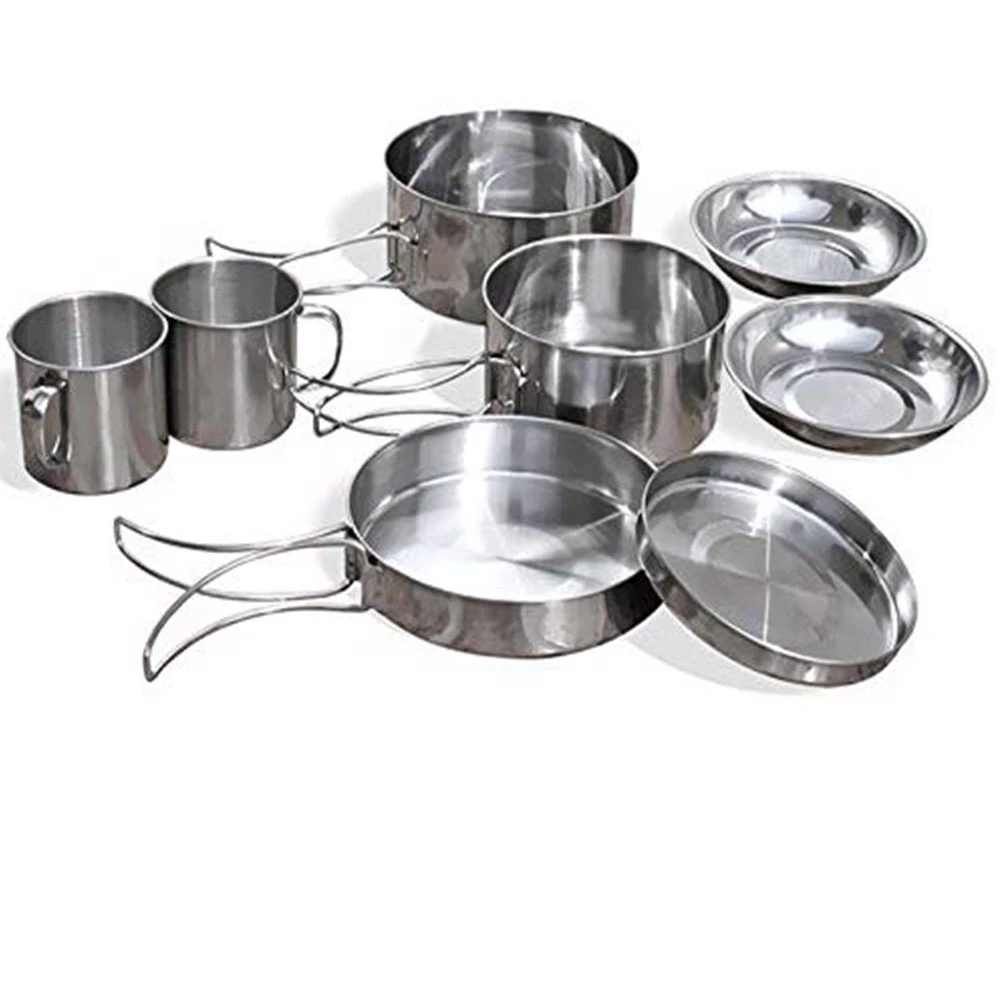 Camping Cooking Set 2 Person - 8Pcs/set Ultra-light Stainless Steel Outdoor Picnic
