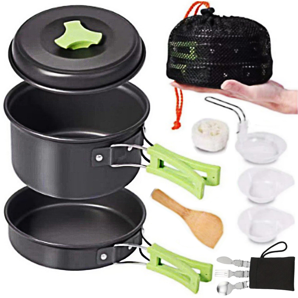 Camping Cooking Set 2 Person - 1.8L outdoor lightweight aluminum alloy mini