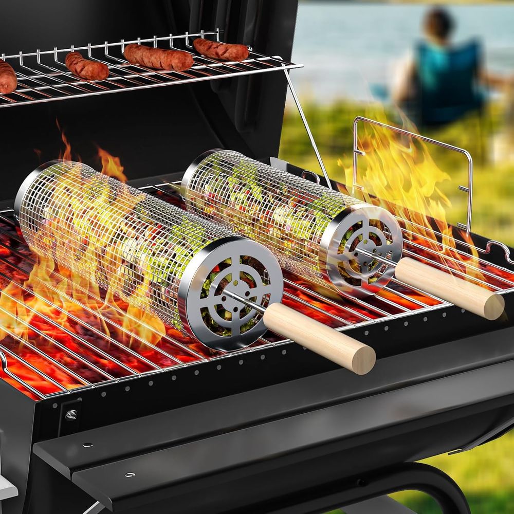 Camping Cooking Grill - Set of 2 Stainless Steel BBQ