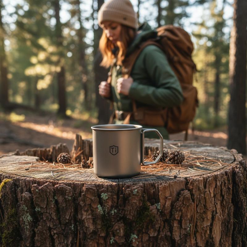 Camping Cooking Mug - Titanium Steel Coffee Mug Cup With