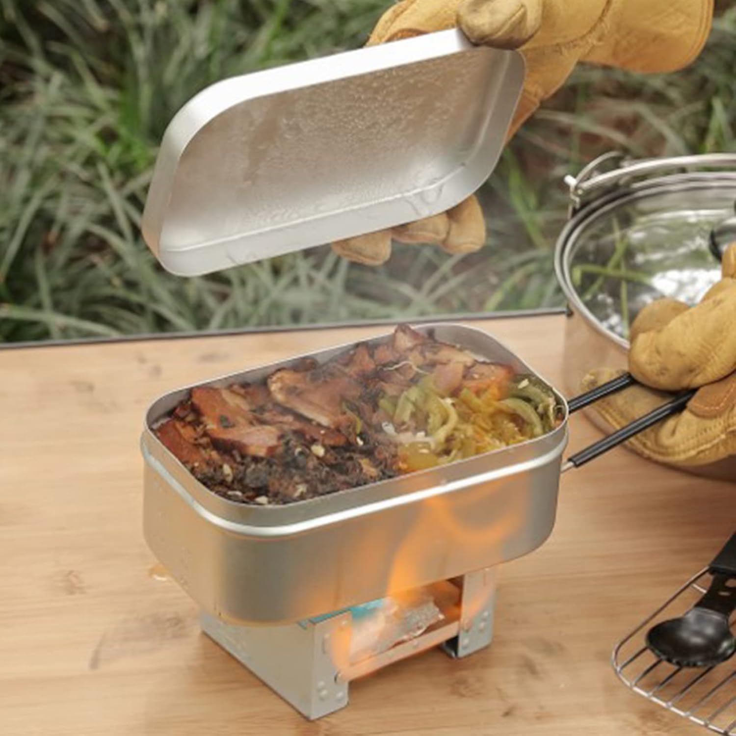 Camping Cooking Set 2 Person - Foldable Bento Box Handle, Lunch Container