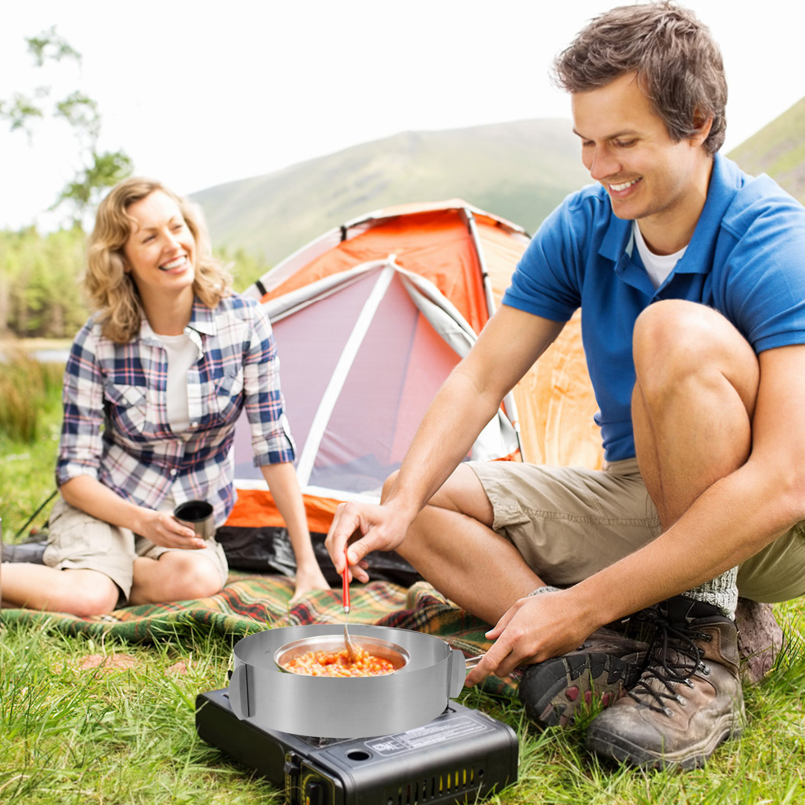 Camping Cooking Wind Blocker - Stainless Steel Windshield Wind Blocker Adjustable