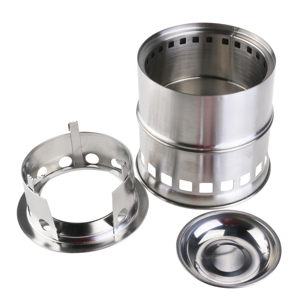 Camping Double Cooking Stove - Lightweight Stainless Steel Wood Burning Camping
