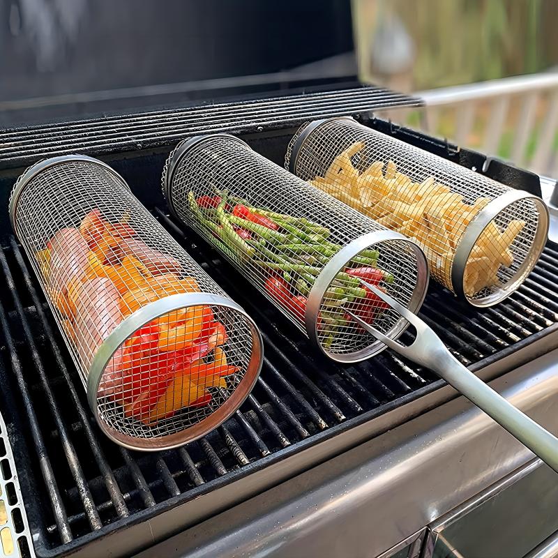 Camping Cooking Mesh - Stainless Steel Portable Barbecue Grill Net,