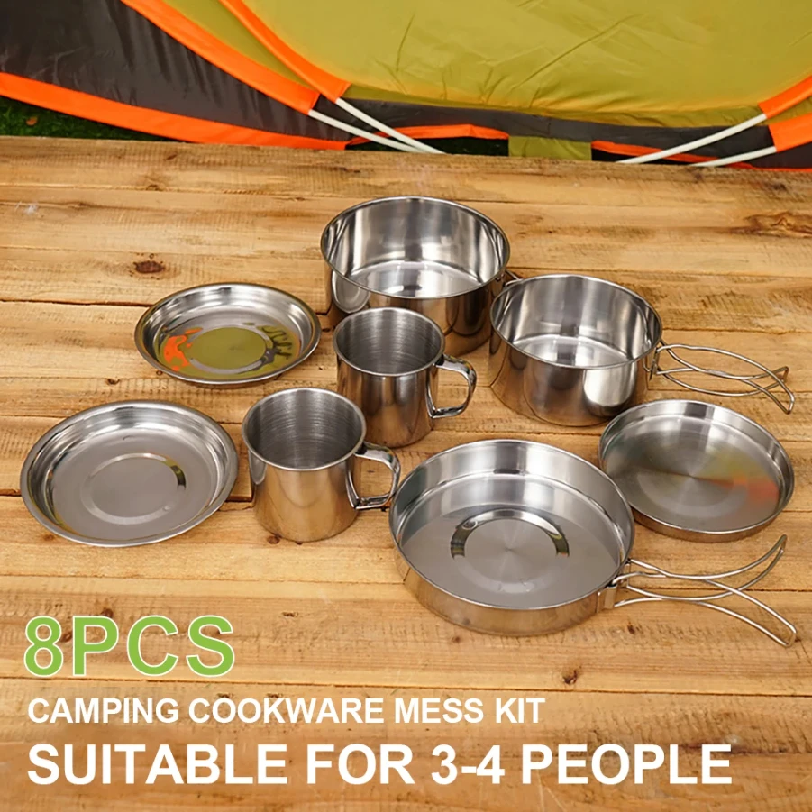 8pcs/Set Camping Cookware Mess - Camping Cooking Roll recensie en prijs
