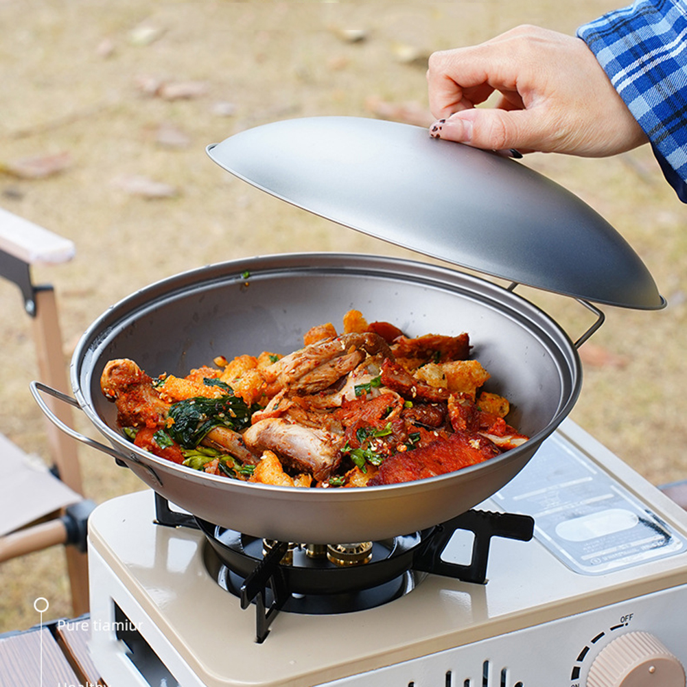 Titanium Wok Pan with Lid Doub - Camping Cooking Roll recensie en prijs