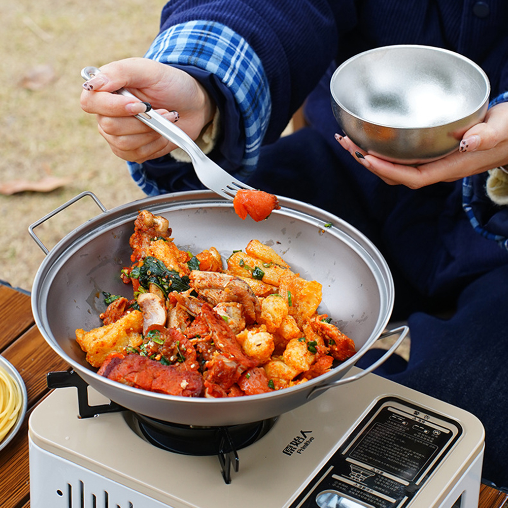 Titanium Wok Pan with Lid Doub - Camping Cooking Roll recensie en prijs