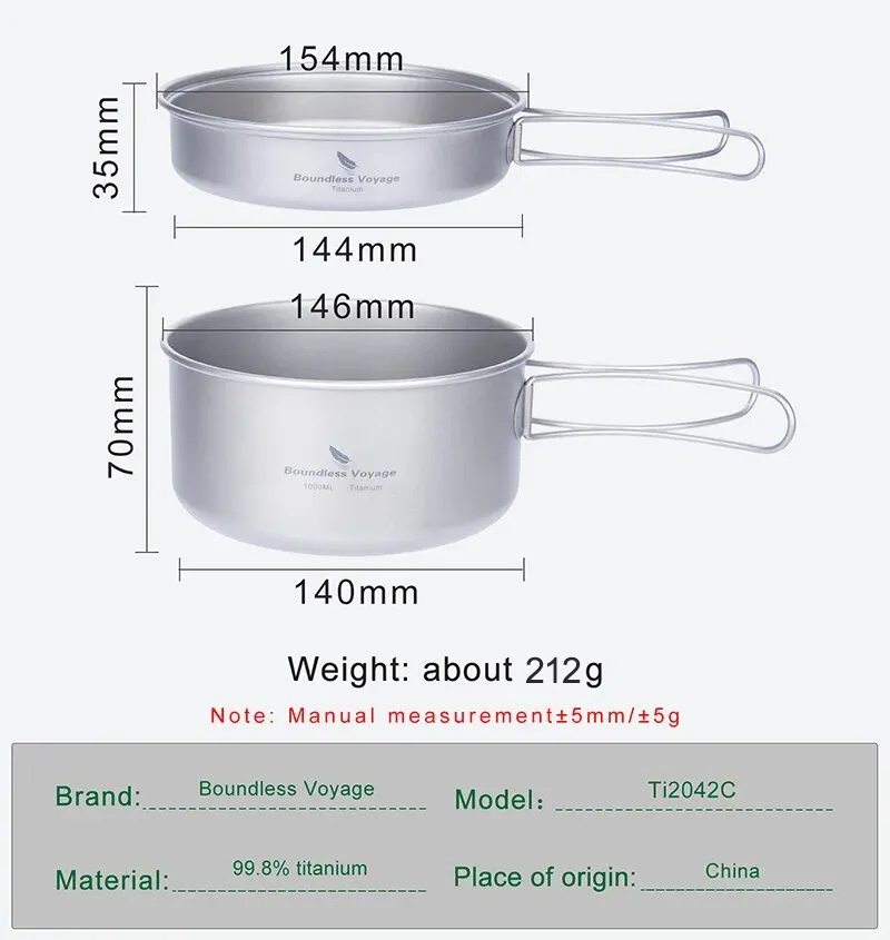 Boundless Voyage Titanium Pot  - Camping Cooking Set 2 Person recensie en prijs