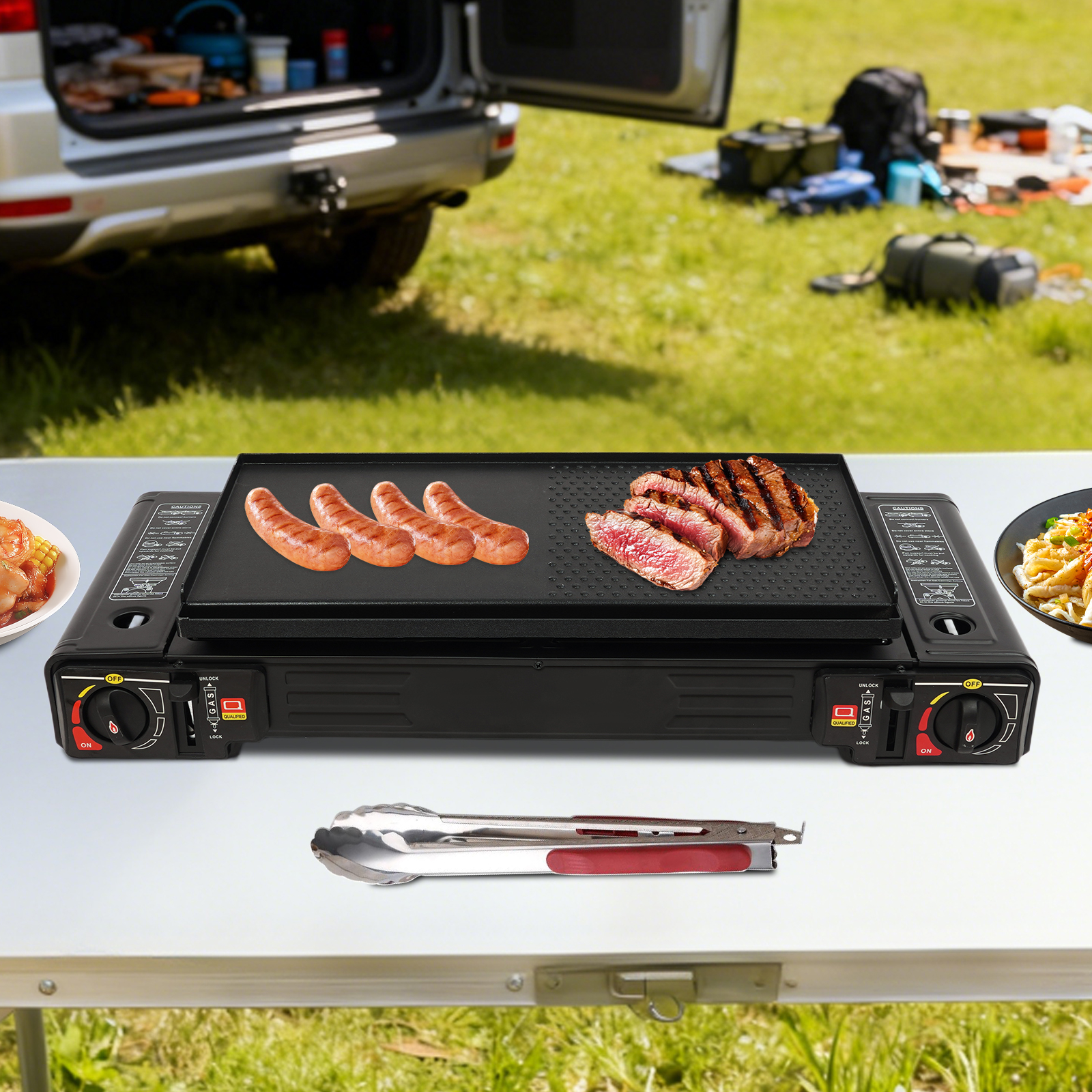 Dual Burner Gas BBQ Grill,Port - Camping Double Cooking Stove recensie en prijs