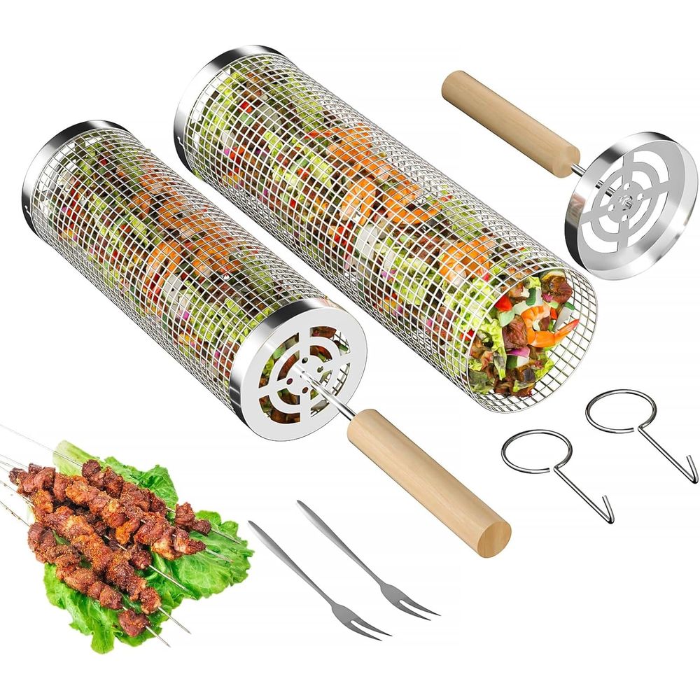 Set of 2 Stainless Steel BBQ G - Camping Cooking Grill recensie en prijs