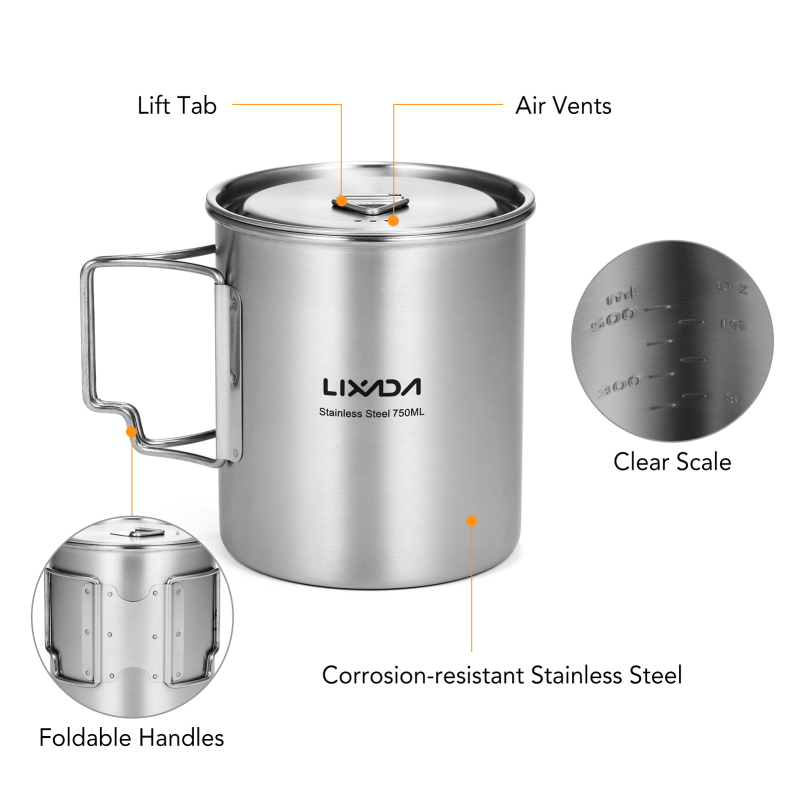 Lixada 750ml Cup Outdoor Stain - Camping Cooking Roll recensie en prijs
