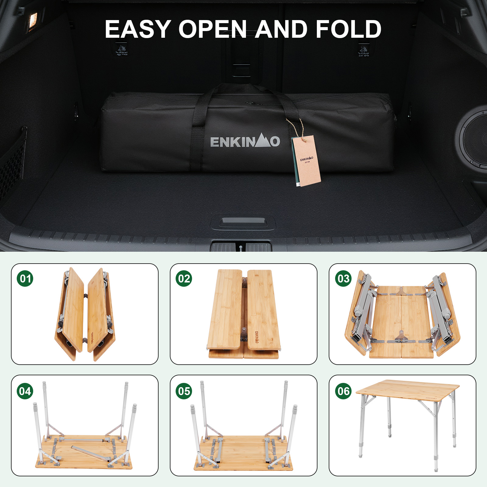 Adjustable Height Bamboo Foldi - Camping Cooking Roll recensie en prijs