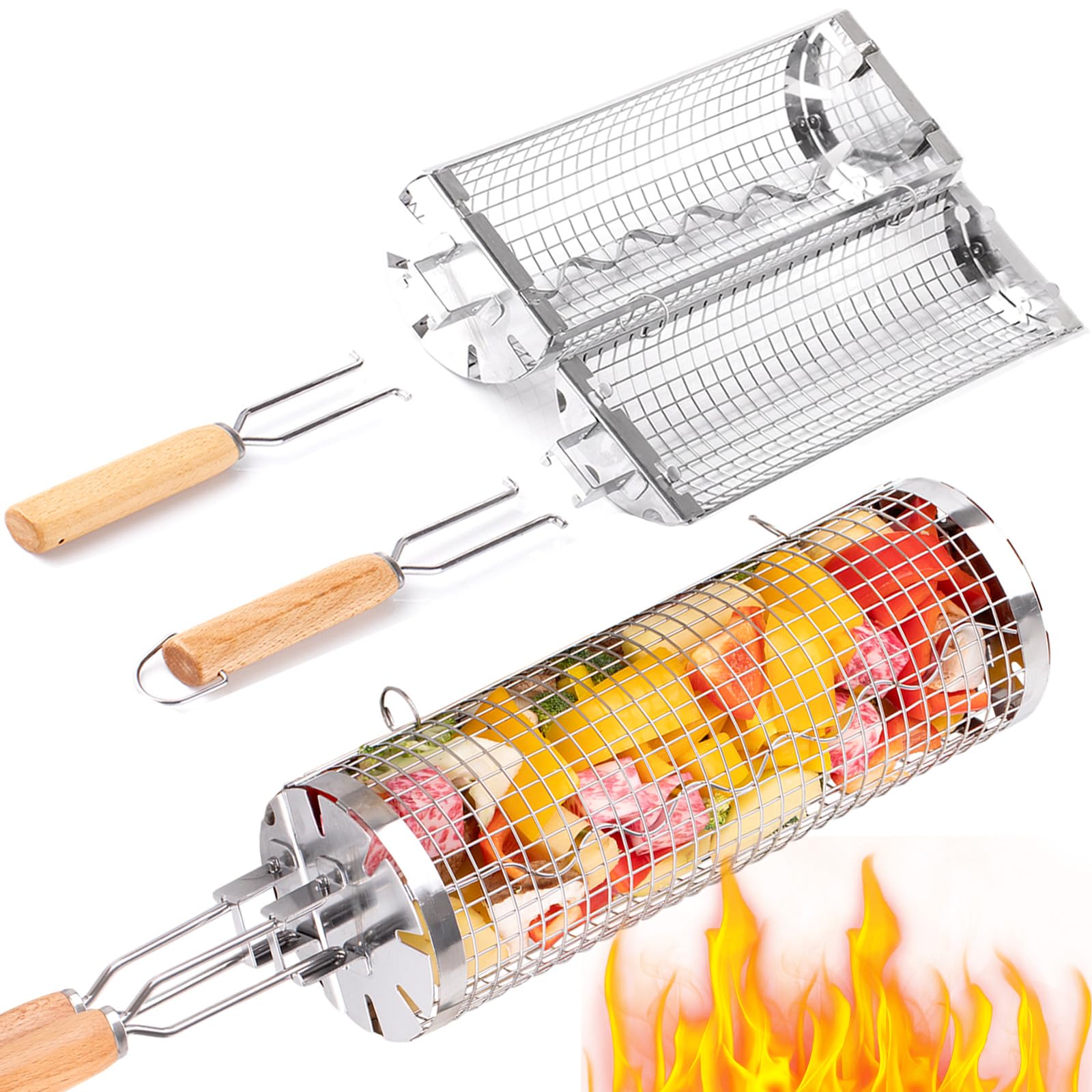 BUYYES Rolling Grill Basket BB - Camping Cooking Mesh recensie en prijs
