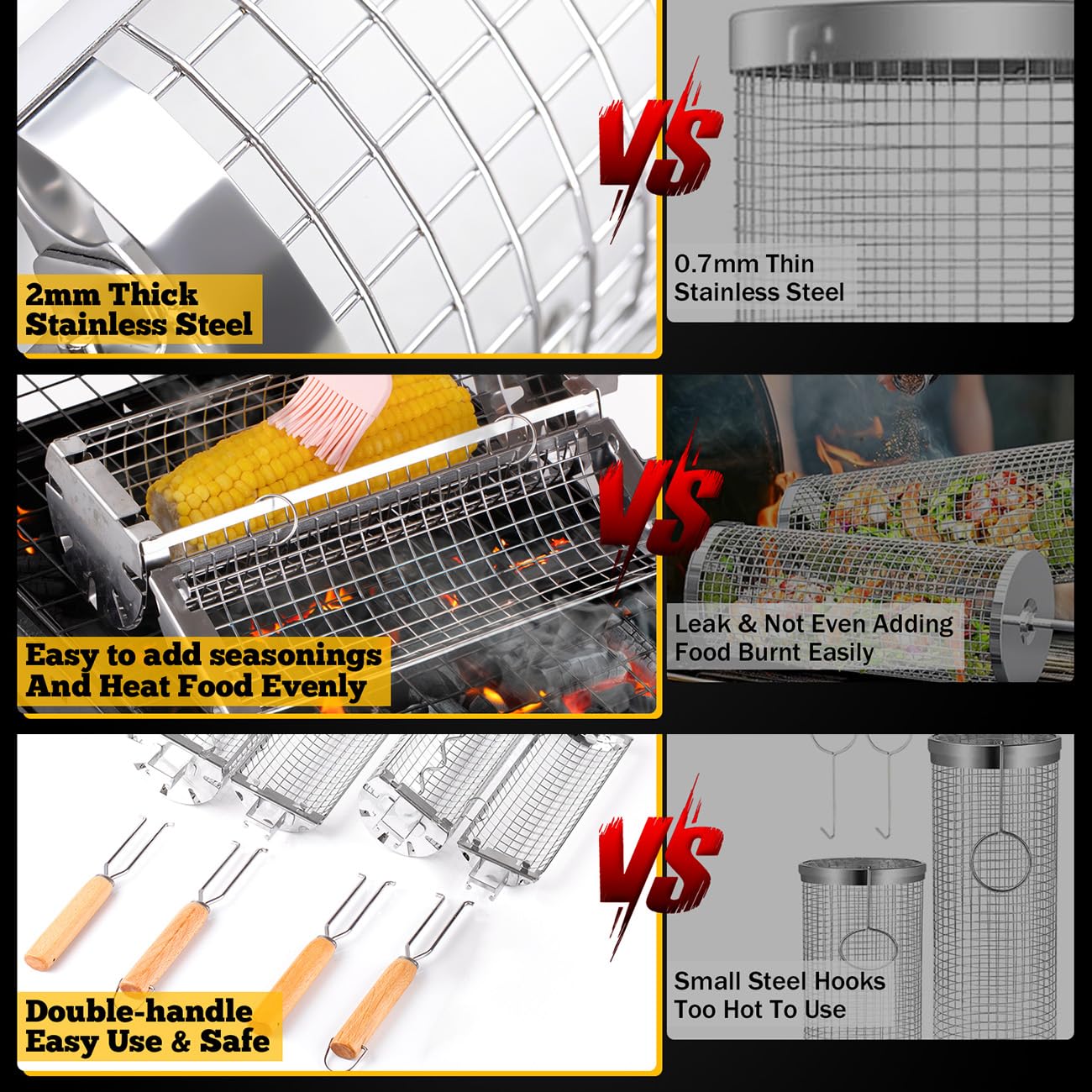 BUYYES Rolling Grill Basket BB - Camping Cooking Mesh recensie en prijs